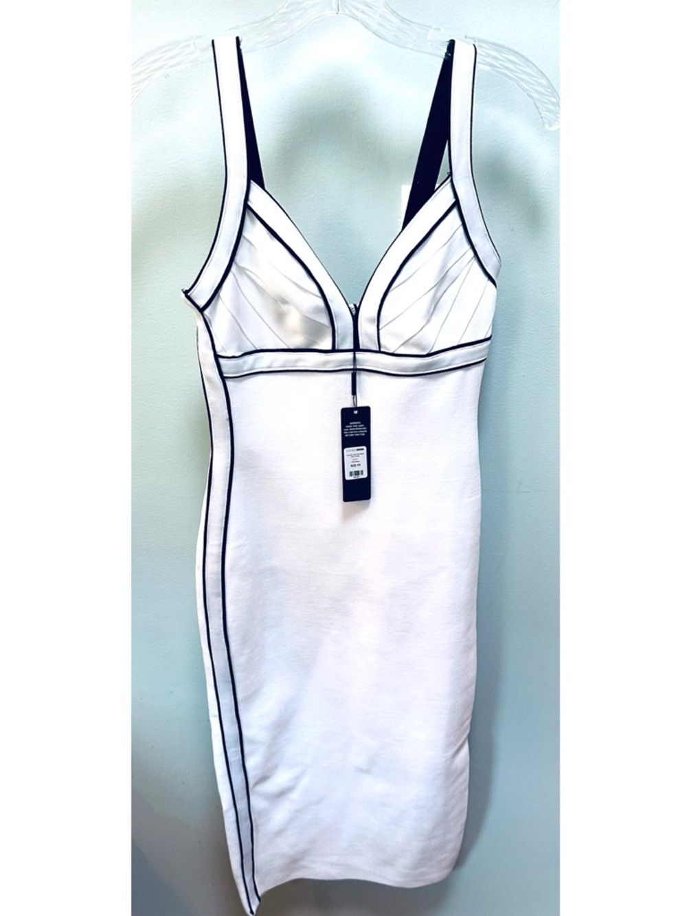 Fashion Nova White & Black Bodycon Country Club Slip Dress MIDI Size XS NWT